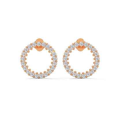 Diamond Pave Circle Stud Earrings | 14K and 18K Gold | 0.42 ctw