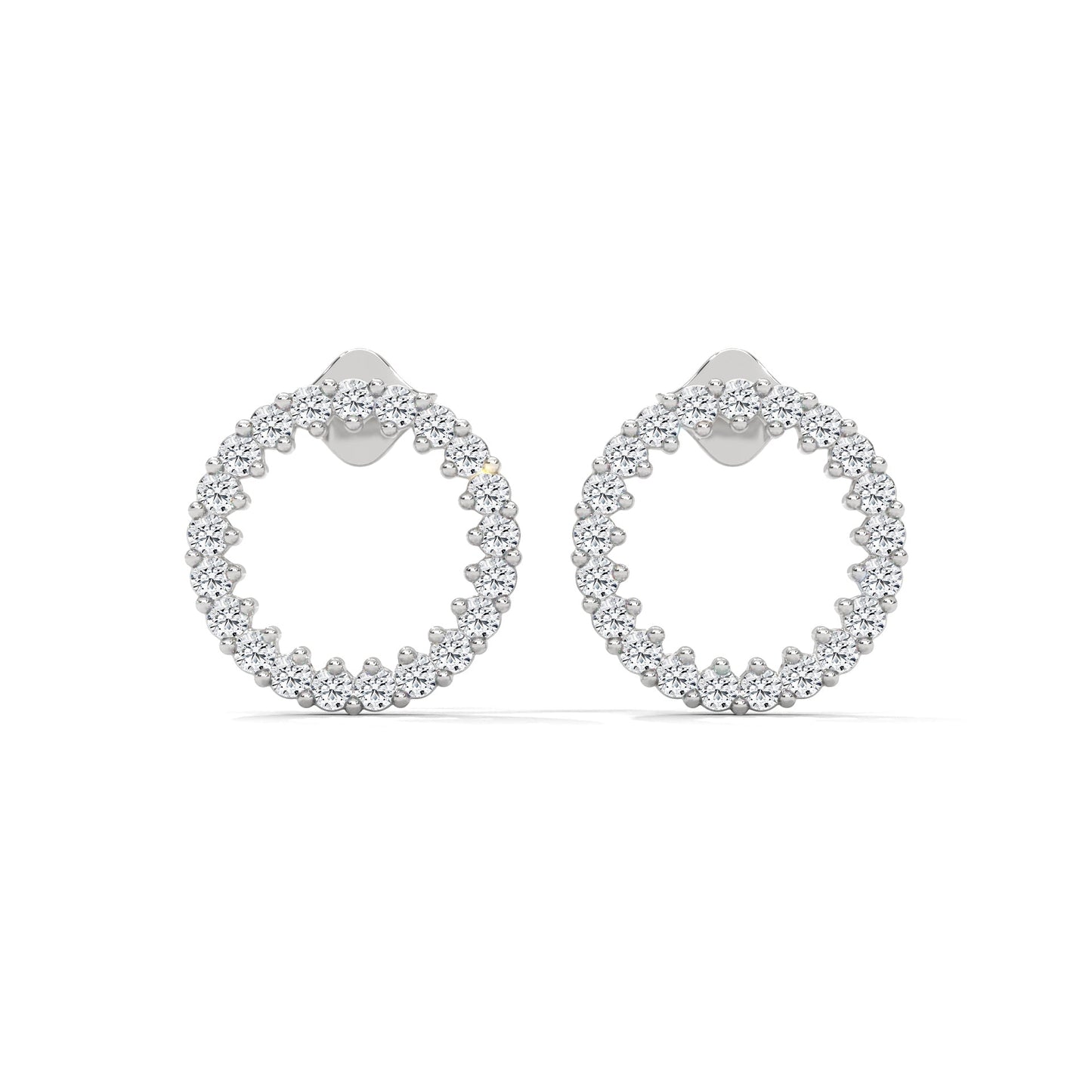 Diamond Pave Circle Stud Earrings | 14K and 18K Gold | 0.42 ctw