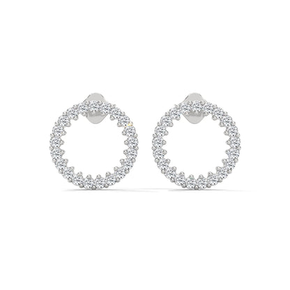 Diamond Pave Circle Stud Earrings | 14K and 18K Gold | 0.42 ctw