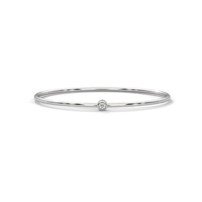 Minimalist Round Lab-Grown Diamond Gold Bezel Bangle | 0.10 CTW
