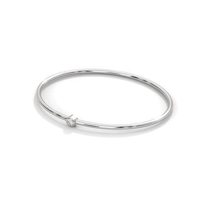 Minimalist Round Lab-Grown Diamond Gold Bezel Bangle | 0.10 CTW