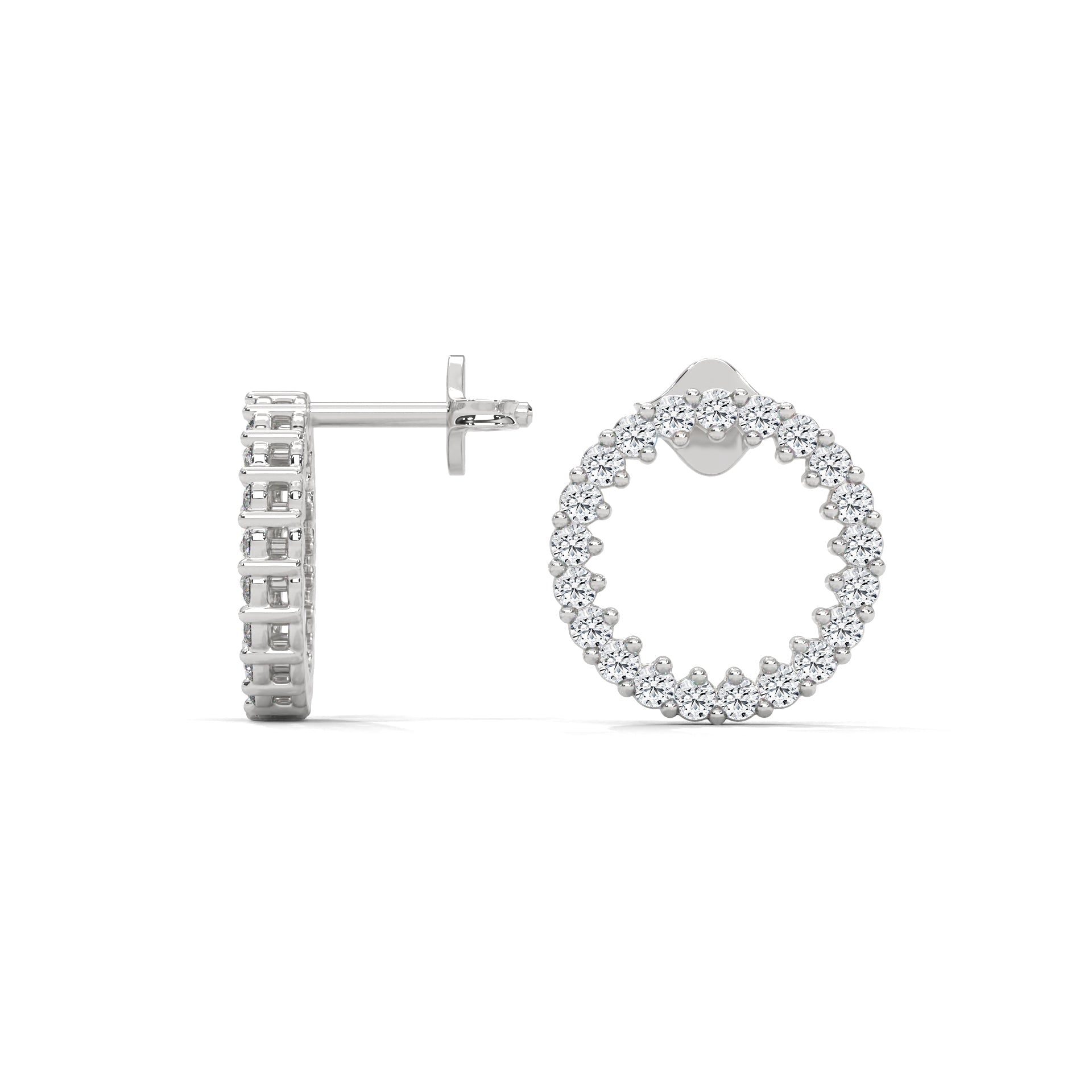 Diamond Pave Circle Stud Earrings | 14K and 18K Gold | 0.42 ctw
