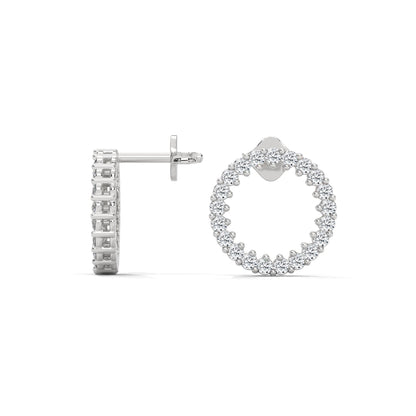 Diamond Pave Circle Stud Earrings | 14K and 18K Gold | 0.42 ctw