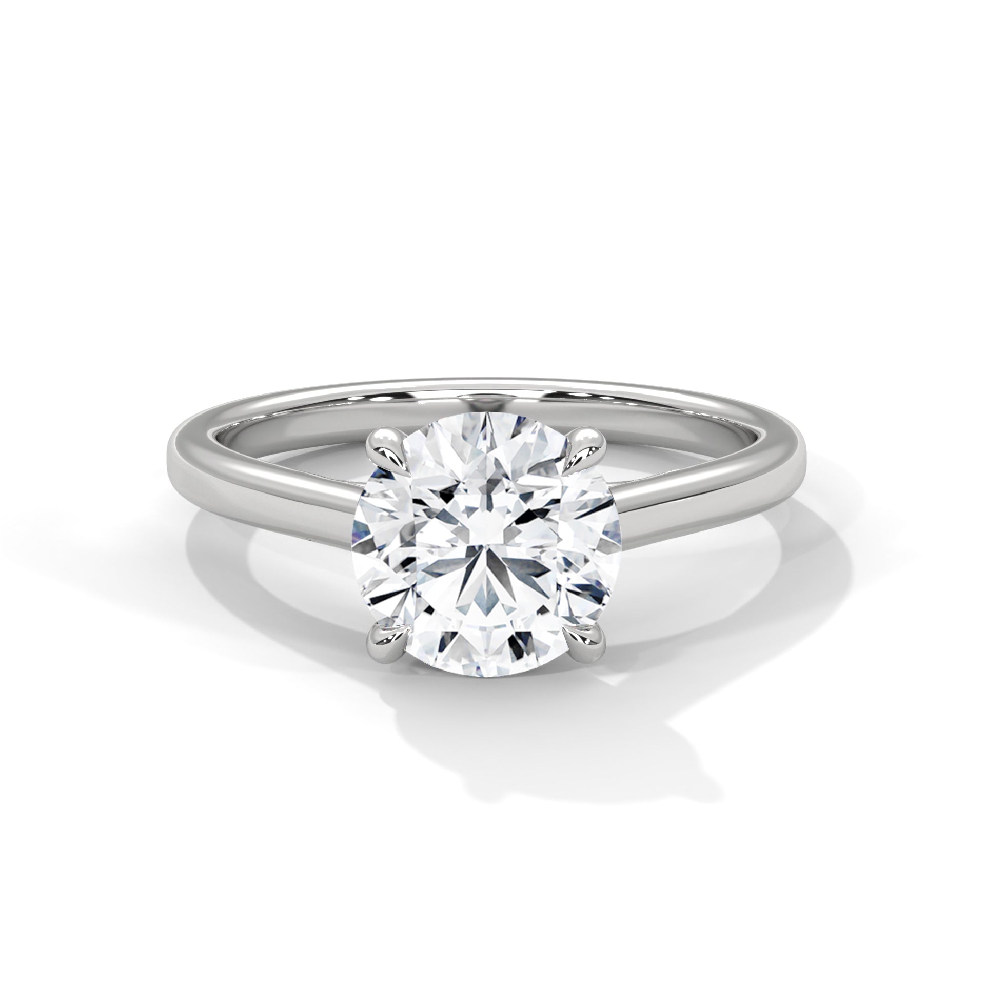 Round Brilliant-Cut Split Shank Engagement Ring |2Ct |F VS