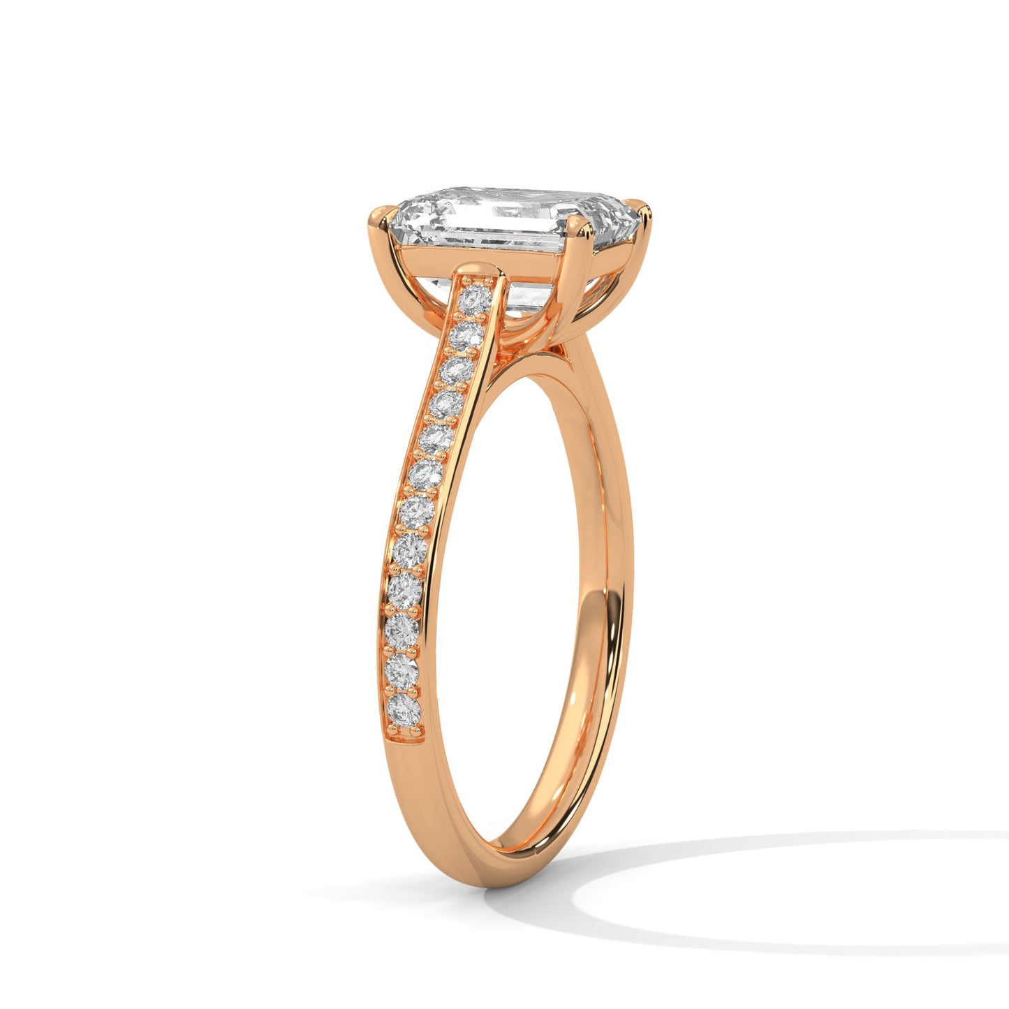 Elegant Pave 1.5 CT Emerald-Cut Lab Grown Diamond Ring | 1.74 CTW
