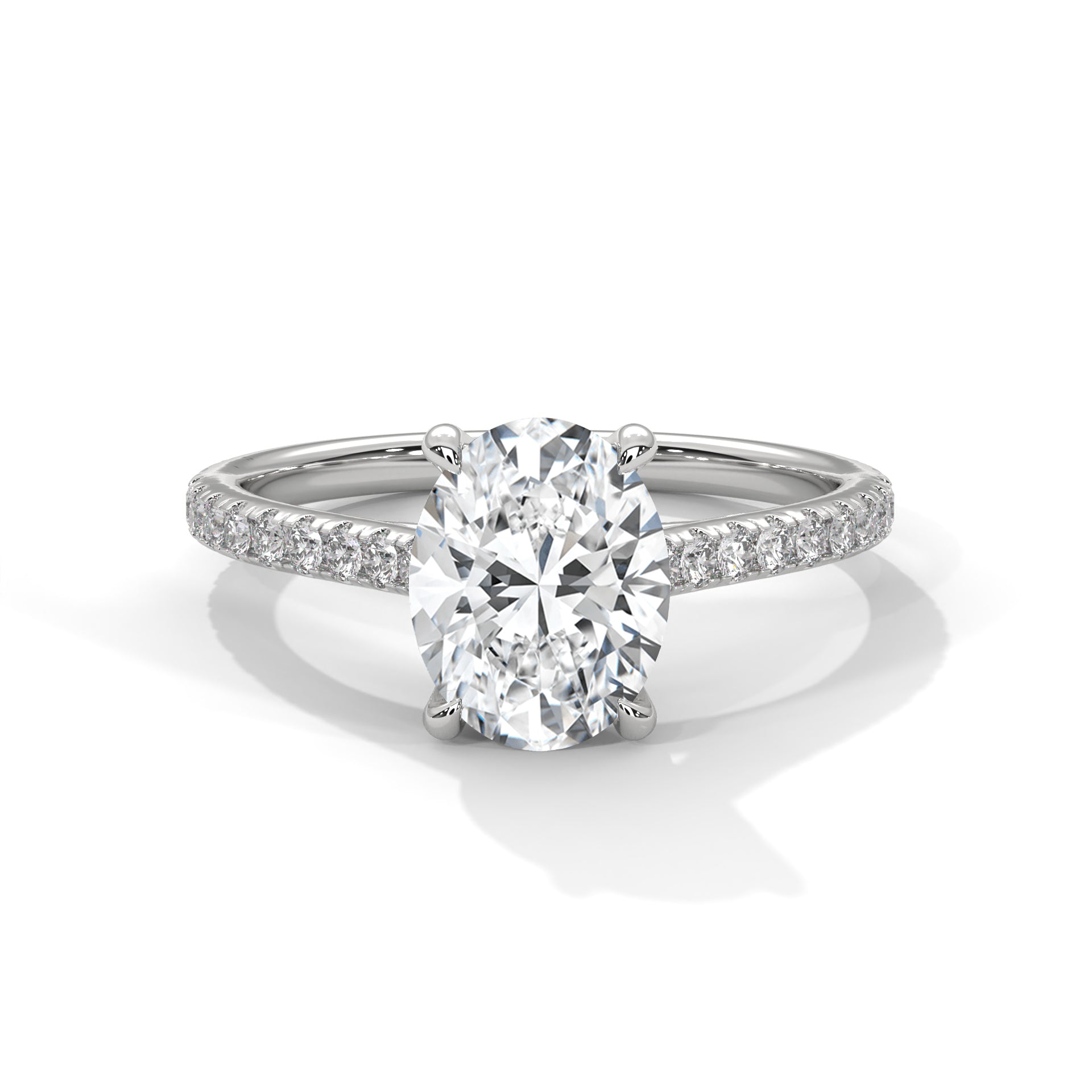 Grandeur Oval-Cut 2.22 CTW Lab-Grown Diamond Engagement Gold Ring
