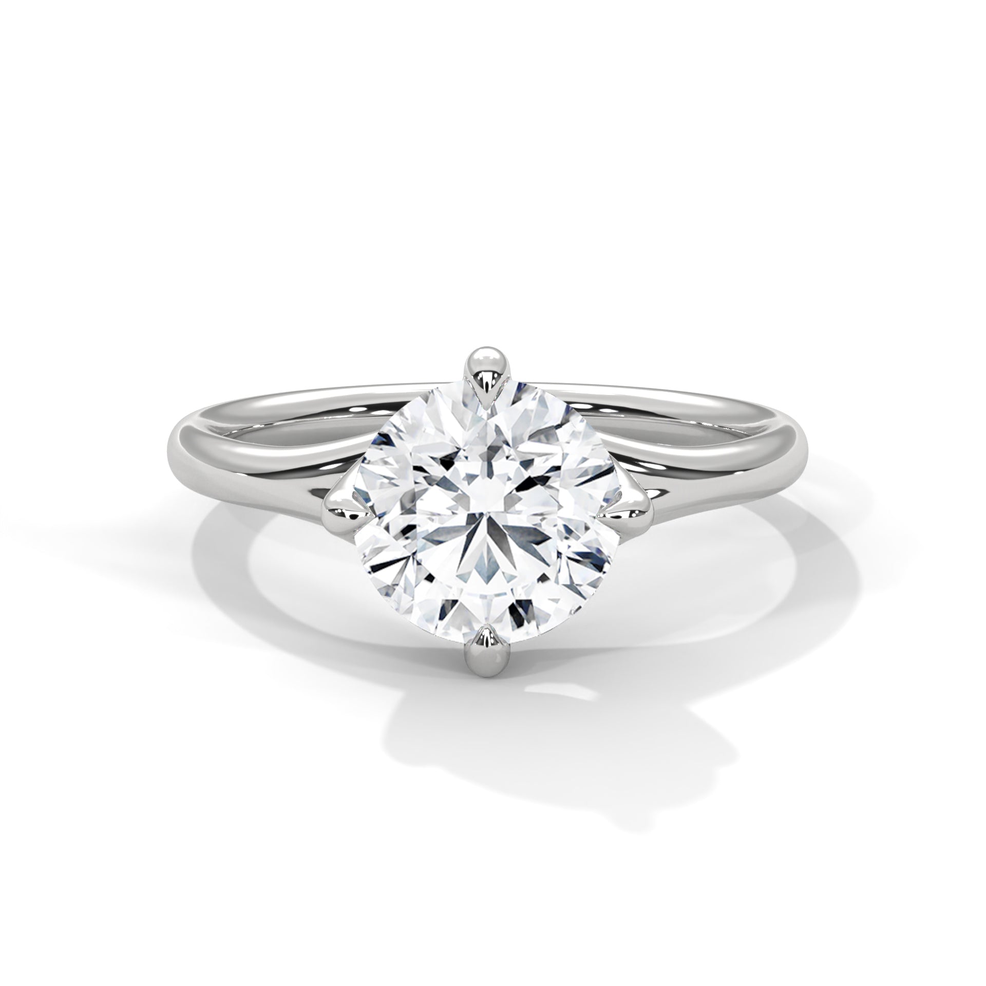Round Brilliant-Cut Split Shank Engagement Ring with 2ct Lab-Grown Diamond (F VS1)