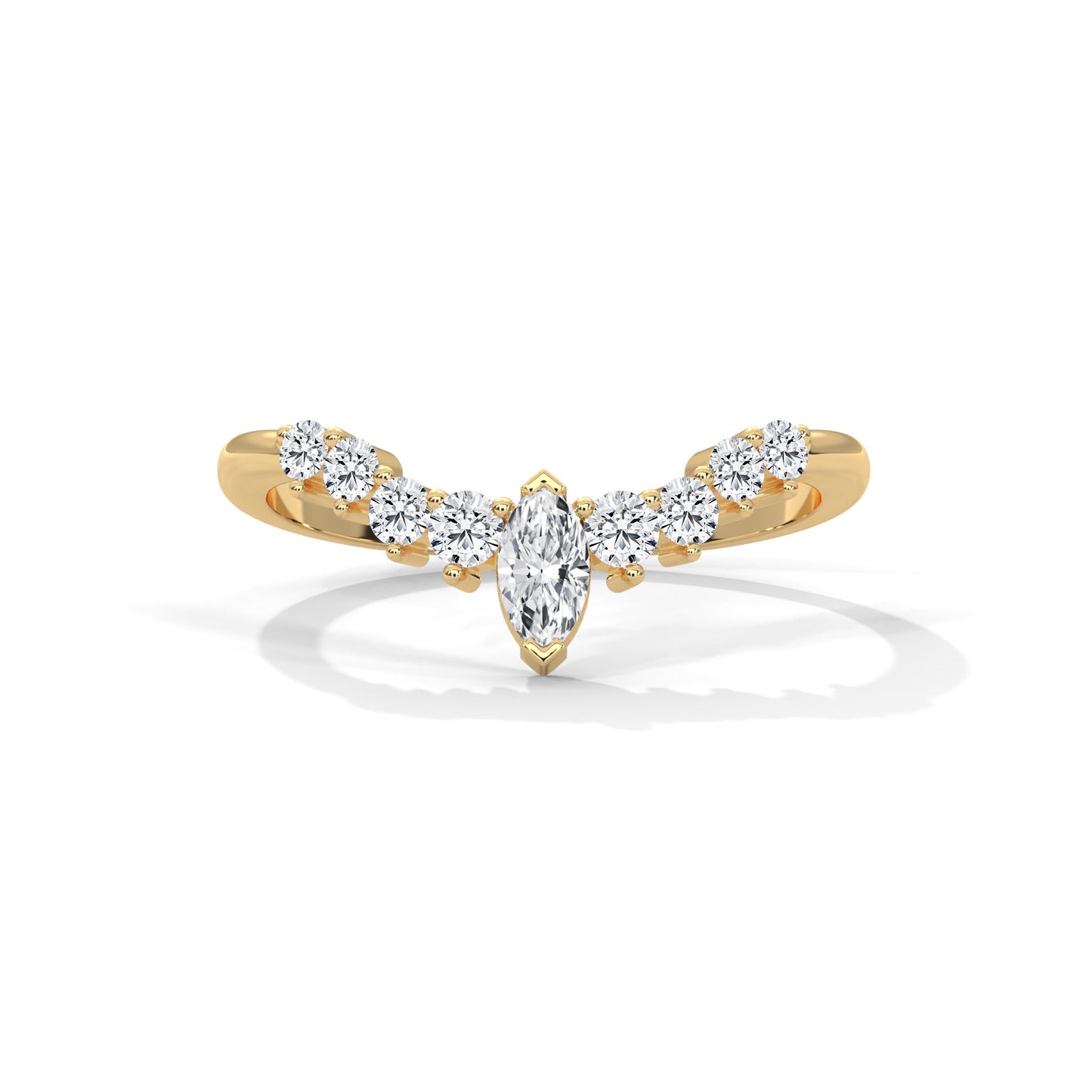 Celestial Marquise and Round Diamond Accent Gold Ring| 0.14 CTW