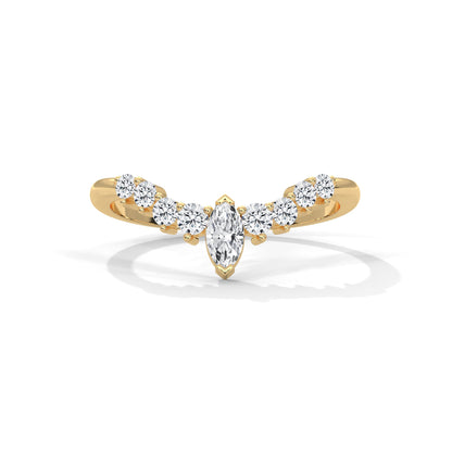 Celestial Marquise and Round Diamond Accent Gold Ring| 0.14 CTW