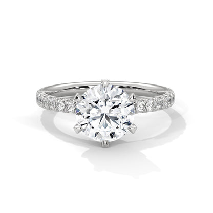 3 CT Round-Cut Lab Grown Diamond 6-Prong Pave Ring | 3.24 CTW