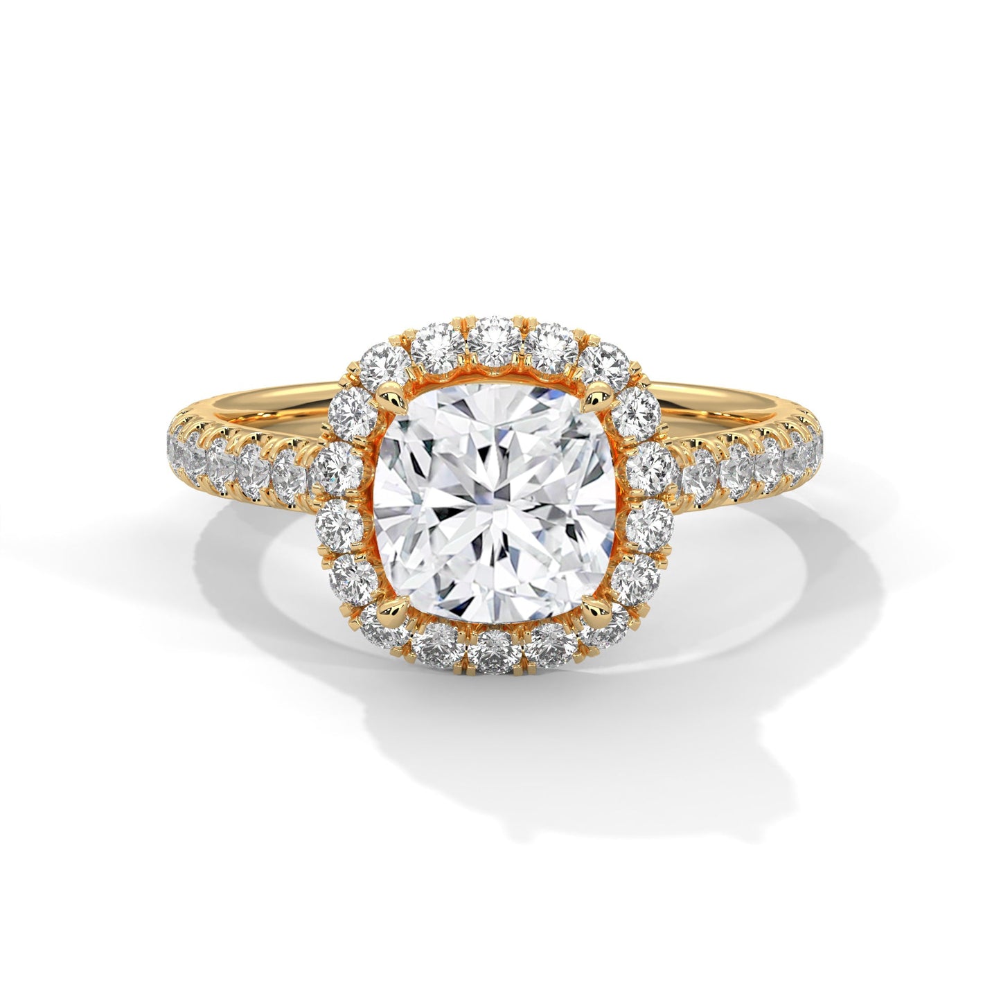 Lustrous Halo 2.61 CTW Cushion-Cut Diamond Engagement Ring | E-VVS2