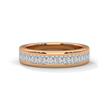 Elegant Embrace: Princess Cut Diamond Channel Set Gold Band | 1.10 CTW