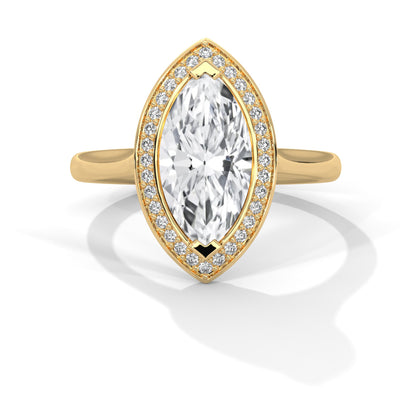 Marquise Halo Diamond Engagement Ring 2ct Lab-Grown Diamond (F VS1)