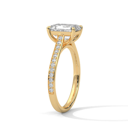 Pave Gold Ring with Lab-Created Diamond Emerald Cut (2 CTW F VS1)