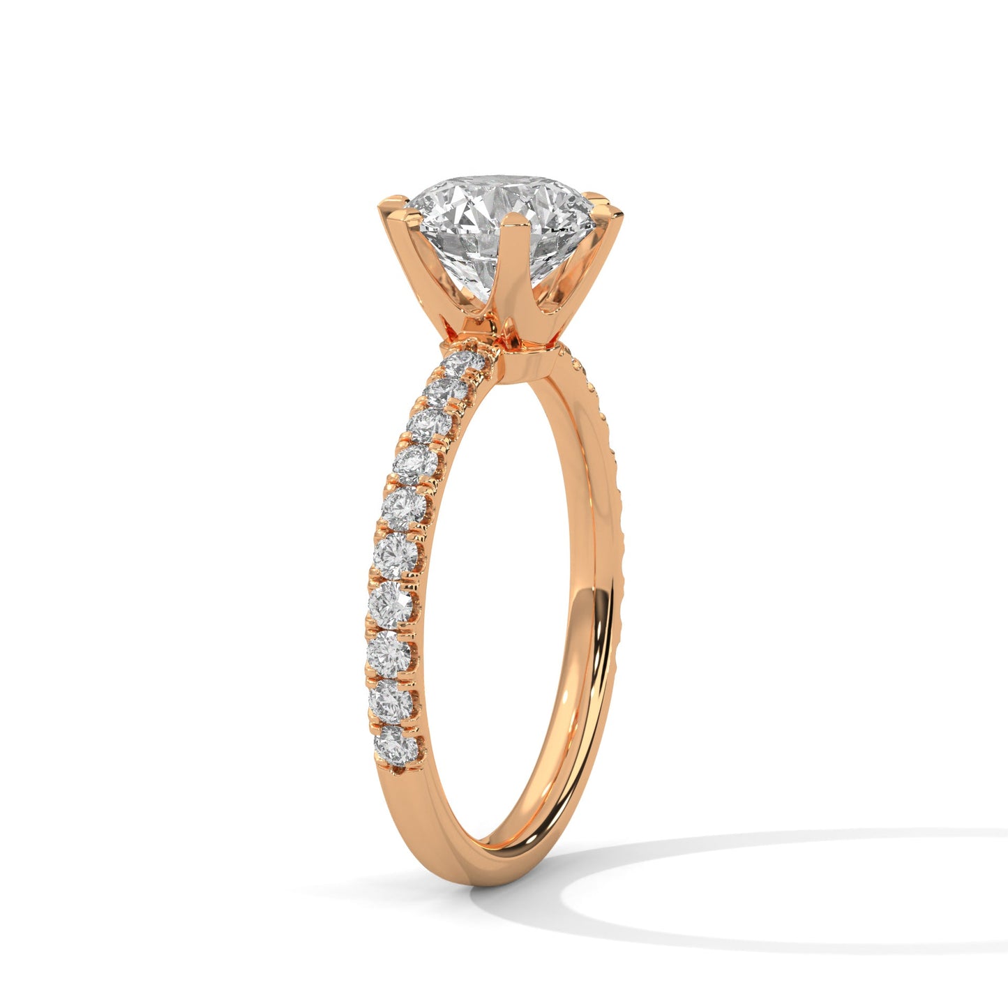 1.5 CT Round-Cut Lab Grown Diamond 6-Prong Pave Ring | 1.74 CTW