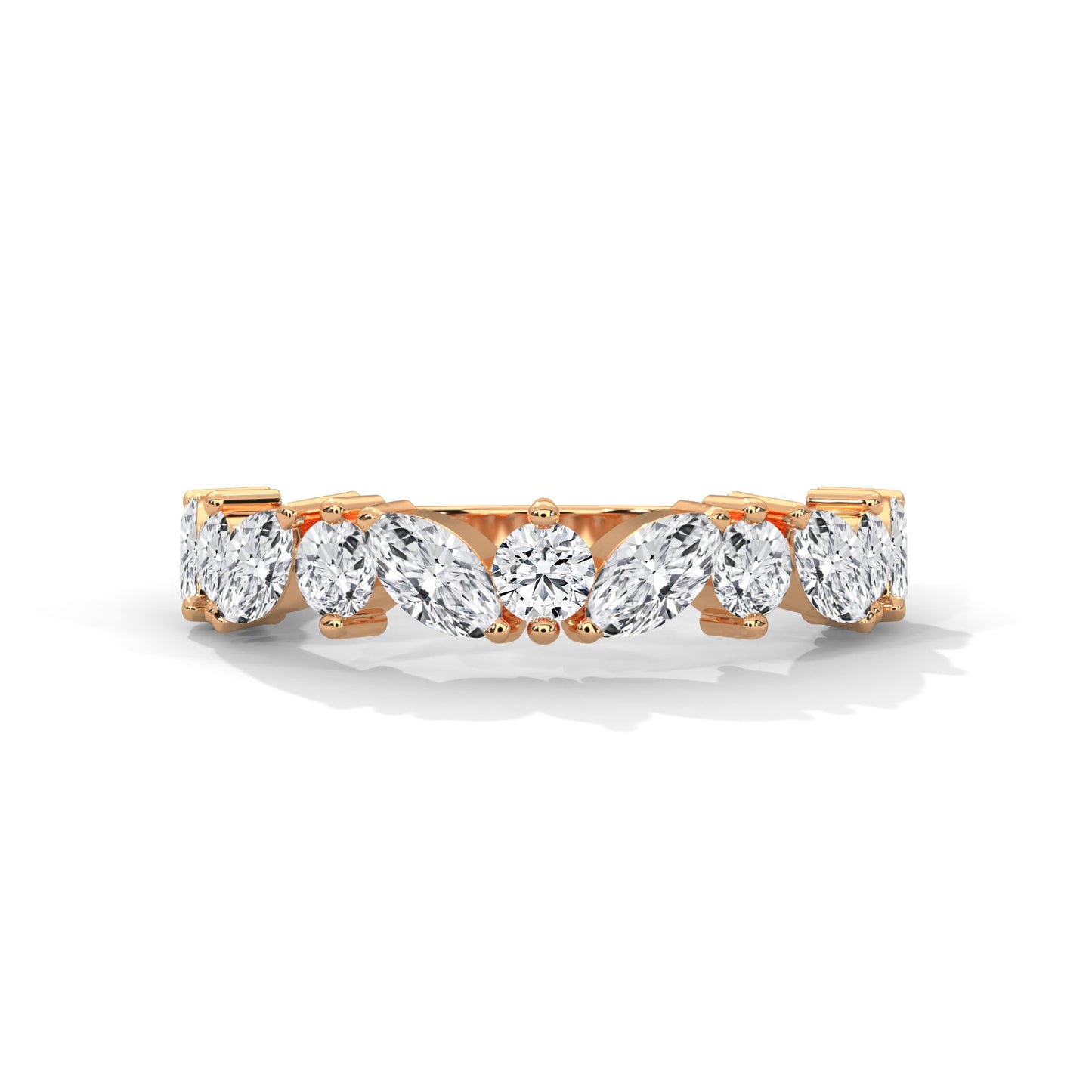 Marquise and Round Diamond Twist Gold Band | 1.32 CTW