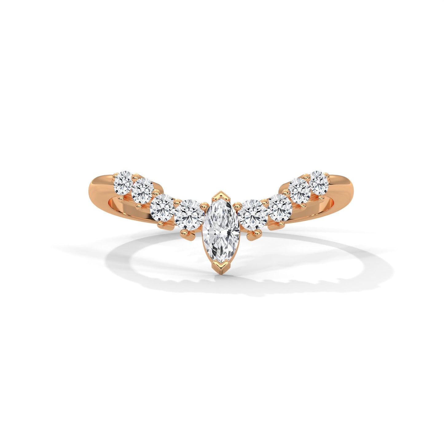 Celestial Marquise and Round Diamond Accent Gold Ring| 0.14 CTW