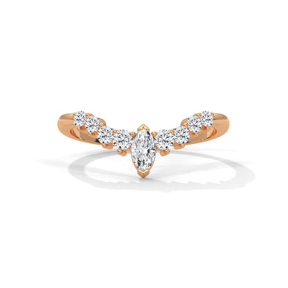 Celestial Marquise and Round Diamond Accent Gold Ring| 0.14 CTW