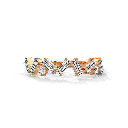 Geometric Grace: Mixed Diamond Geometric Gold Band | 1.04 CTW