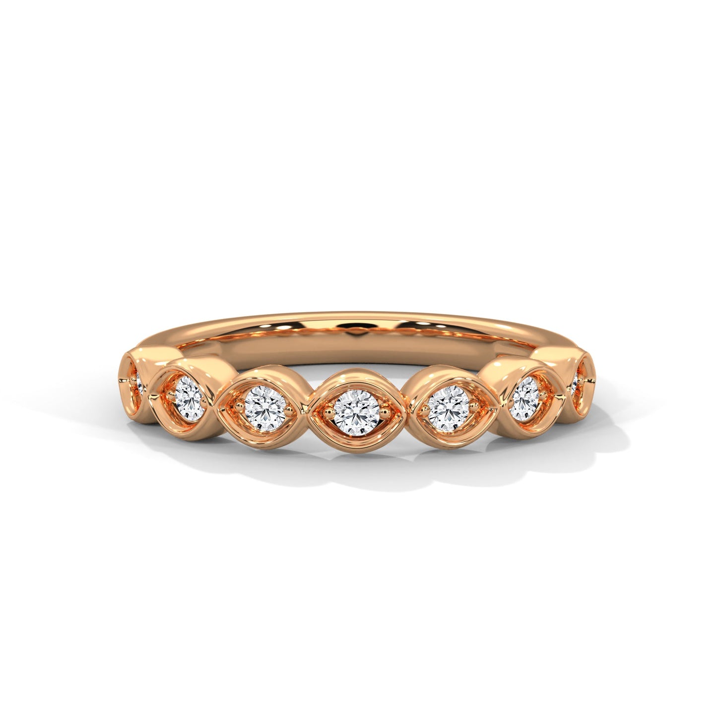Intricate Infinity: Gold Round Diamond Bezel Set Band Ring | 0.25 CTW