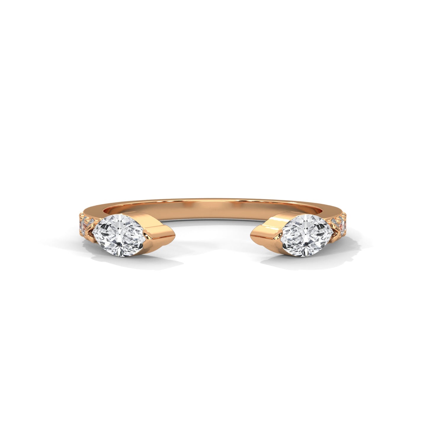 Modern Marquise Lab-Grown Diamond Gold Open Wedding Band | 0.54 CTW