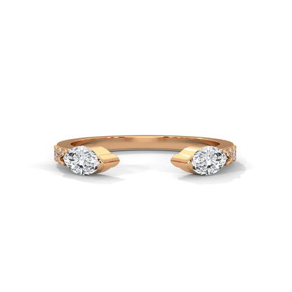 Modern Marquise Lab-Grown Diamond Gold Open Wedding Band | 0.54 CTW