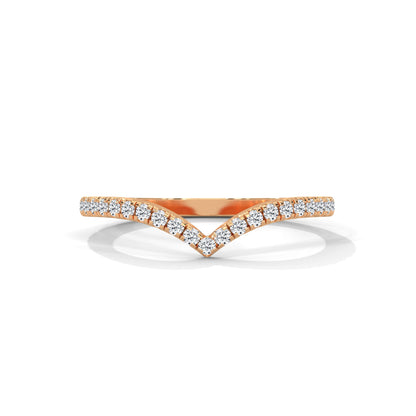 Elegant Round Lab-Grown Diamond Gold V-Shaped Wedding Band | 0.22 CTW