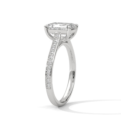 Pave Set 3 CT Emerald-Cut Lab Grown Diamond Ring | 3.24 CTW