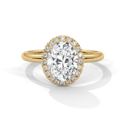 Regal Glow 2.16 CTW Oval Cut Diamond Halo Engagement Ring | E-VS