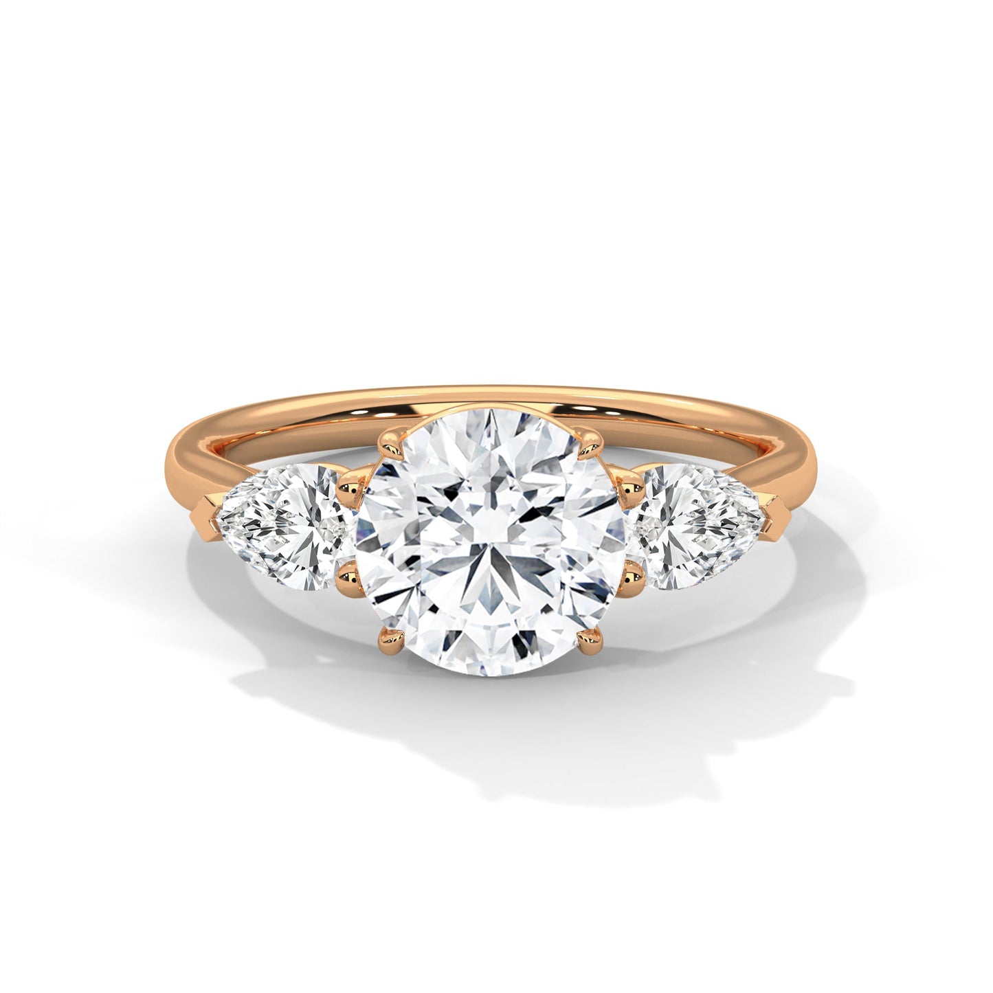 Trinity Pear 3 CTW Round-Cut Diamond Engagement Ring | E-VS1