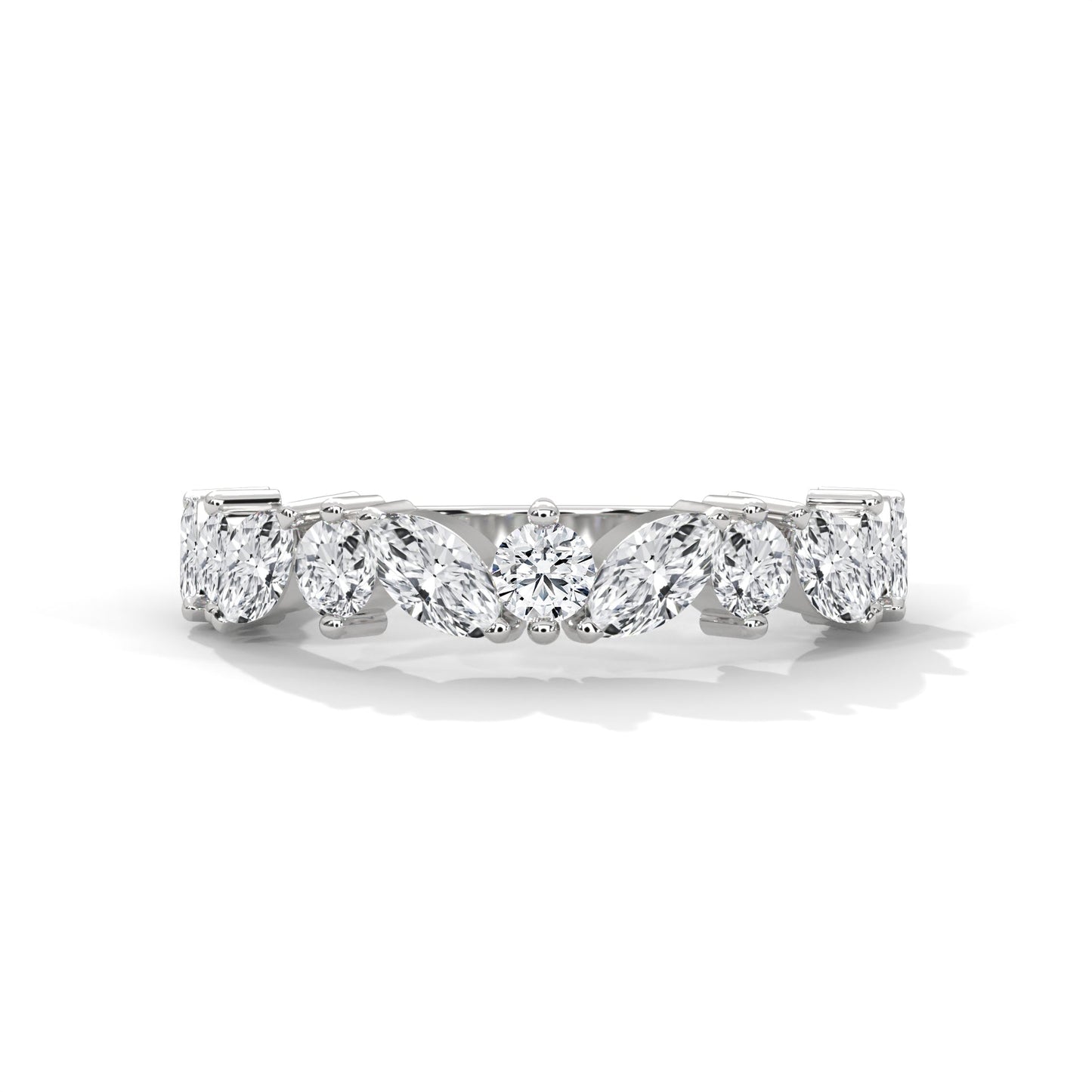 Marquise and Round Diamond Twist Gold Band | 1.32 CTW