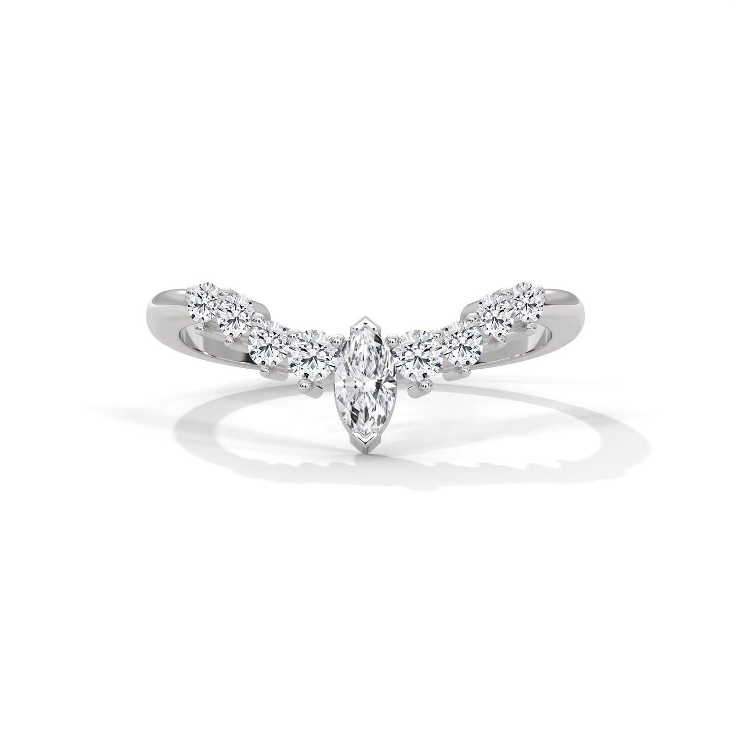 Celestial Marquise and Round Diamond Accent Gold Ring| 0.14 CTW