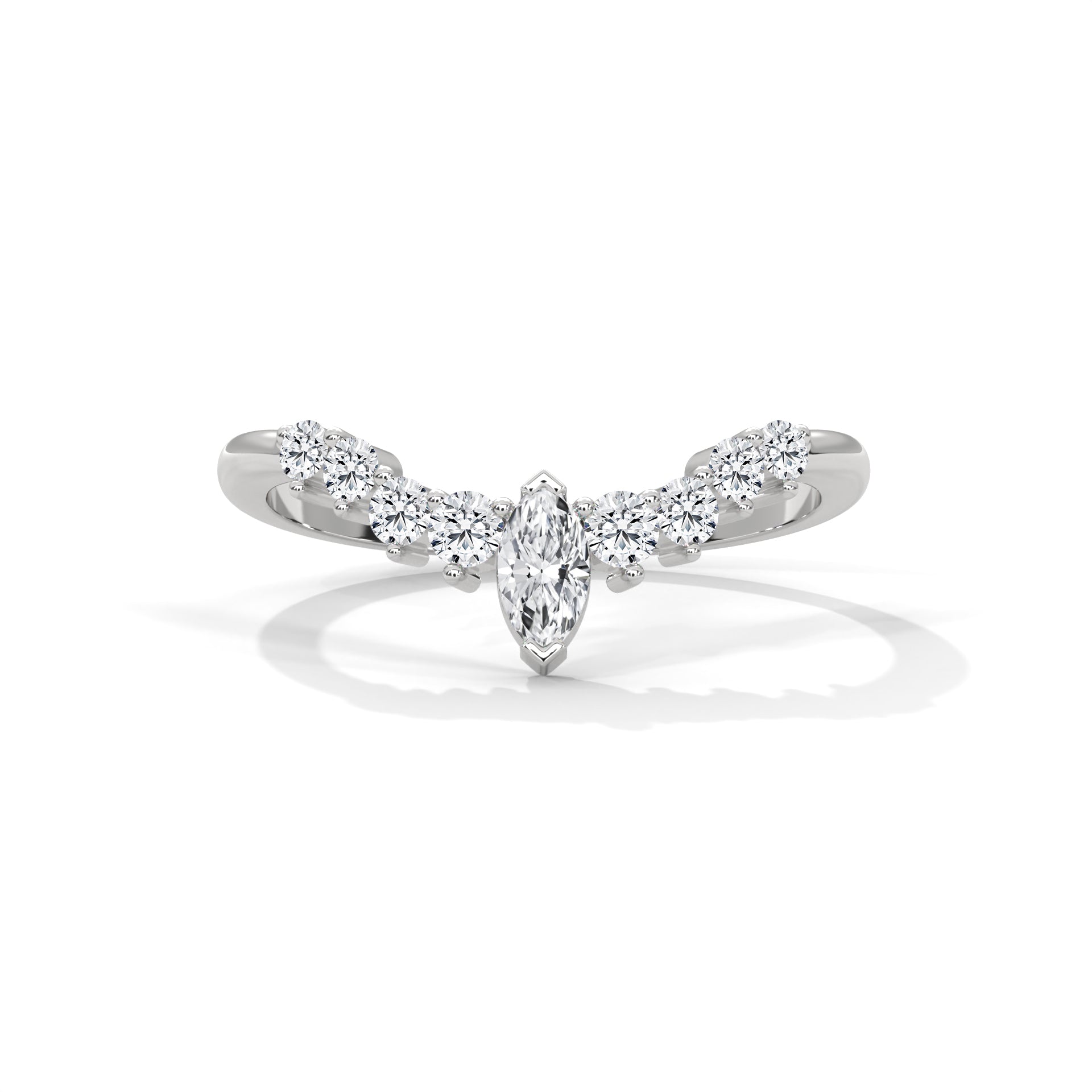 Celestial Marquise and Round Diamond Accent Gold Ring| 0.14 CTW
