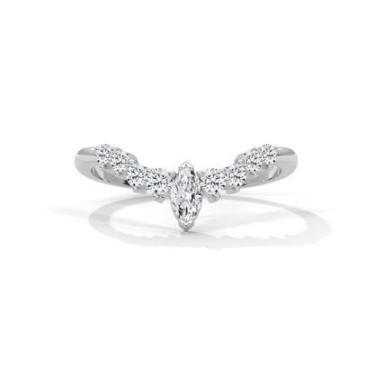 Celestial Marquise and Round Diamond Accent Gold Ring| 0.14 CTW