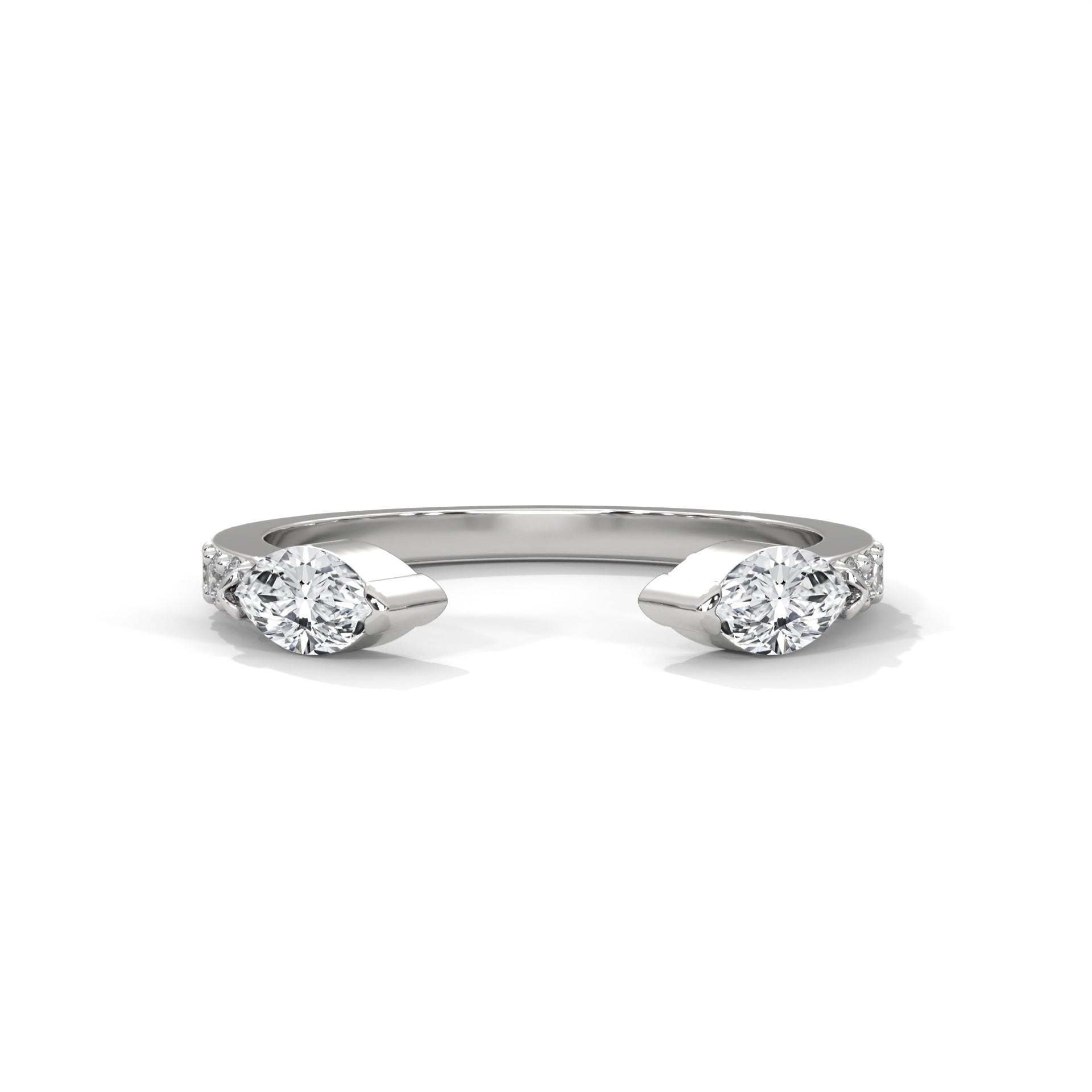 Modern Marquise Lab-Grown Diamond Gold Open Wedding Band | 0.54 CTW