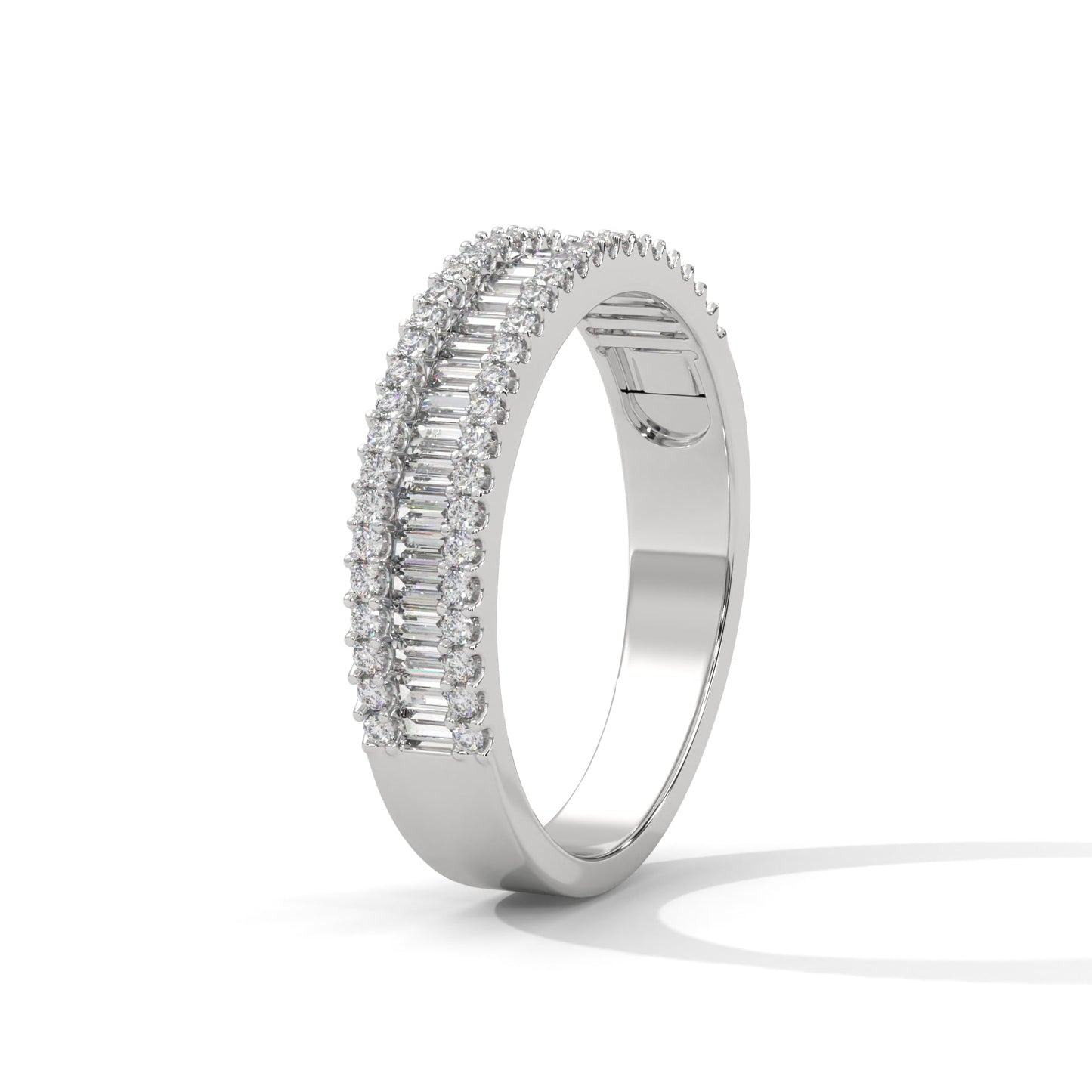 14K & 18K Gold Baguette and Round Diamond Multi-Row Band Ring | 0.76 CTW
