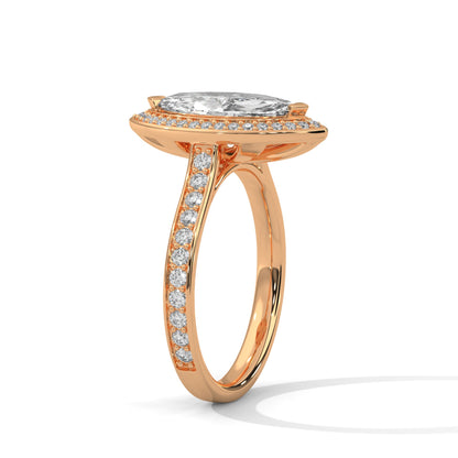 Regal Halo Marquise-Cut Engagement Ring Pave Band and 2ct Lab-Grown Diamond (F VS1)