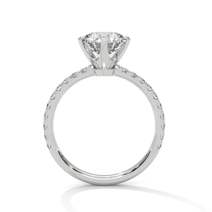 6-Prong Pave Round-Cut Engagement Ring with 2ct Lab-Grown Diamond (F VS1)