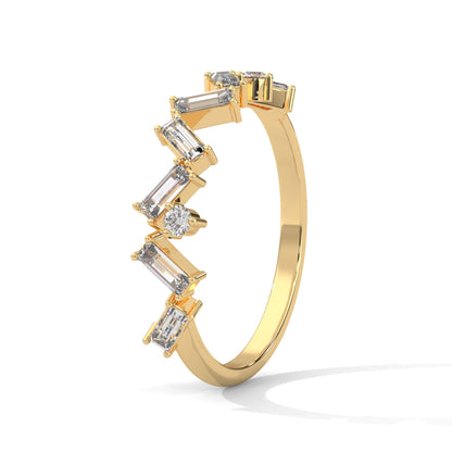 Geometric Grace: Mixed Diamond Geometric Gold Band | 1.04 CTW