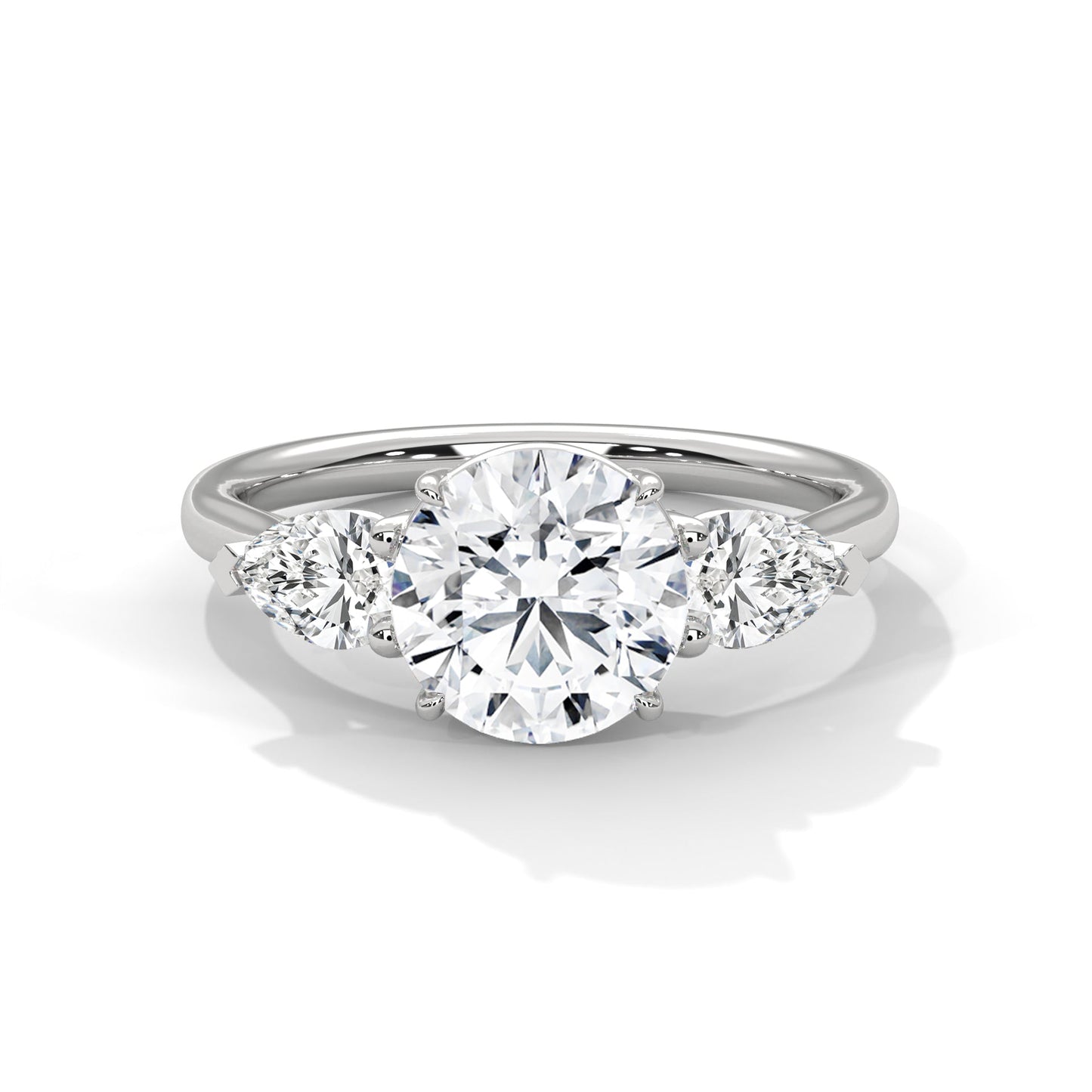 Trinity Pear 3 CTW Round-Cut Diamond Engagement Ring | E-VS1