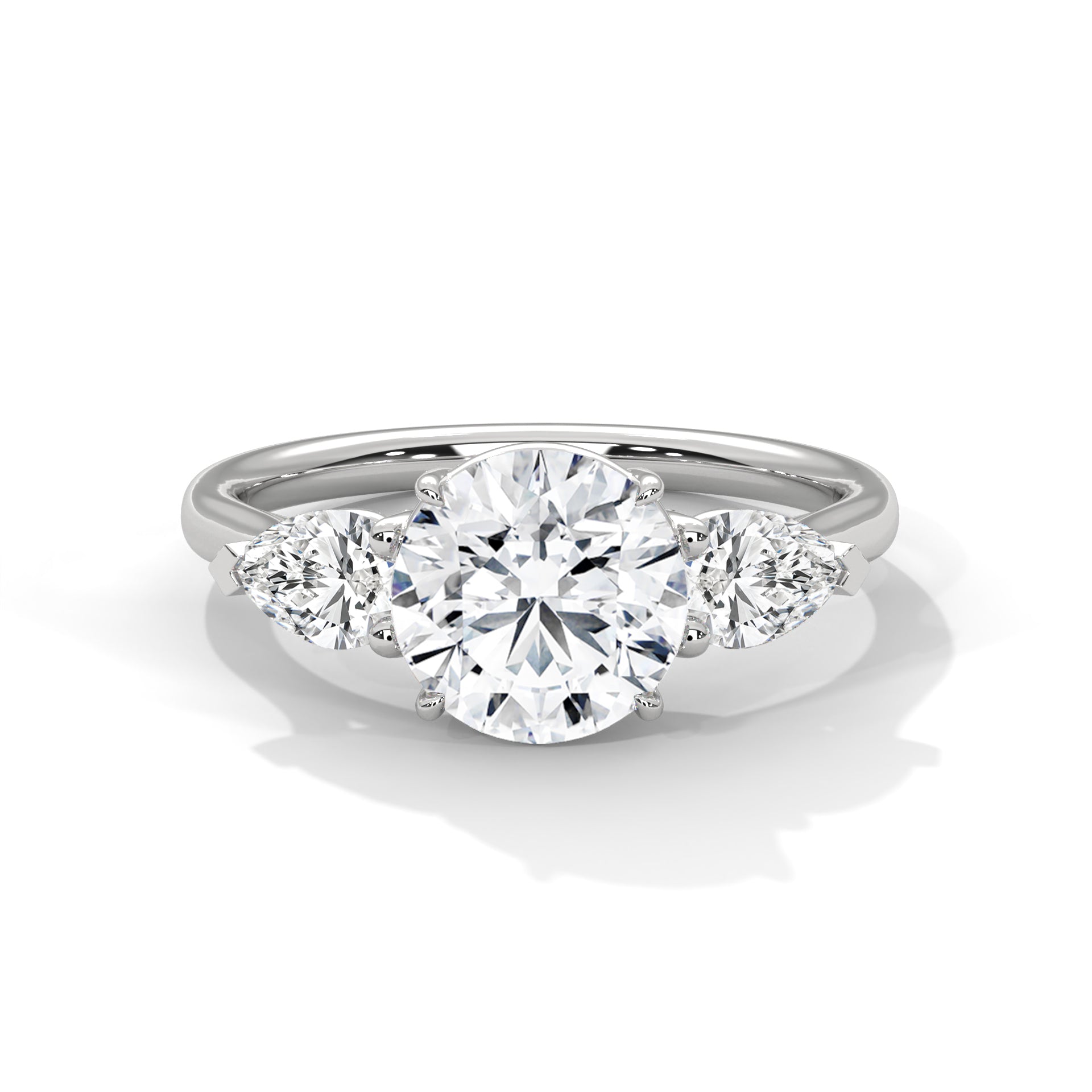 Trinity Pear 3 CTW Round-Cut Diamond Engagement Ring | E-VS1