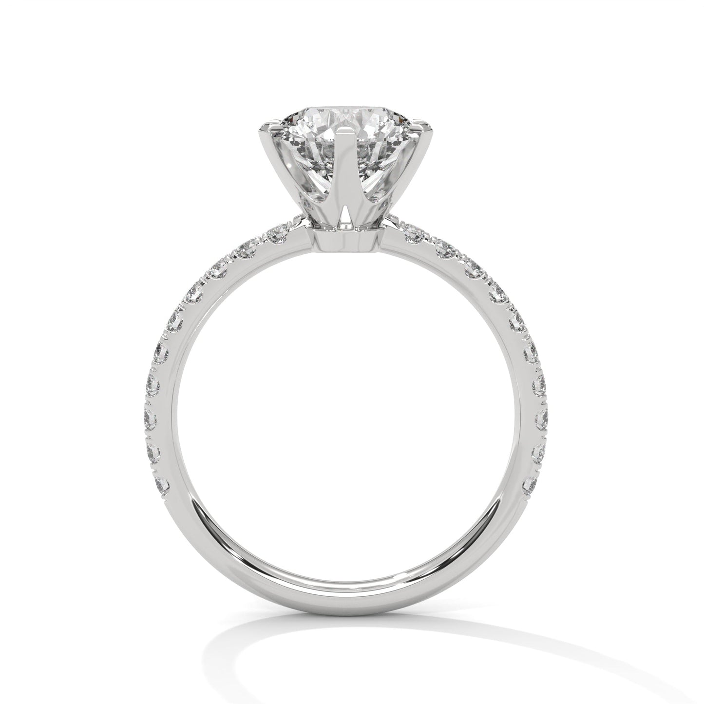 3 CT Round-Cut Lab Grown Diamond 6-Prong Pave Ring | 3.24 CTW