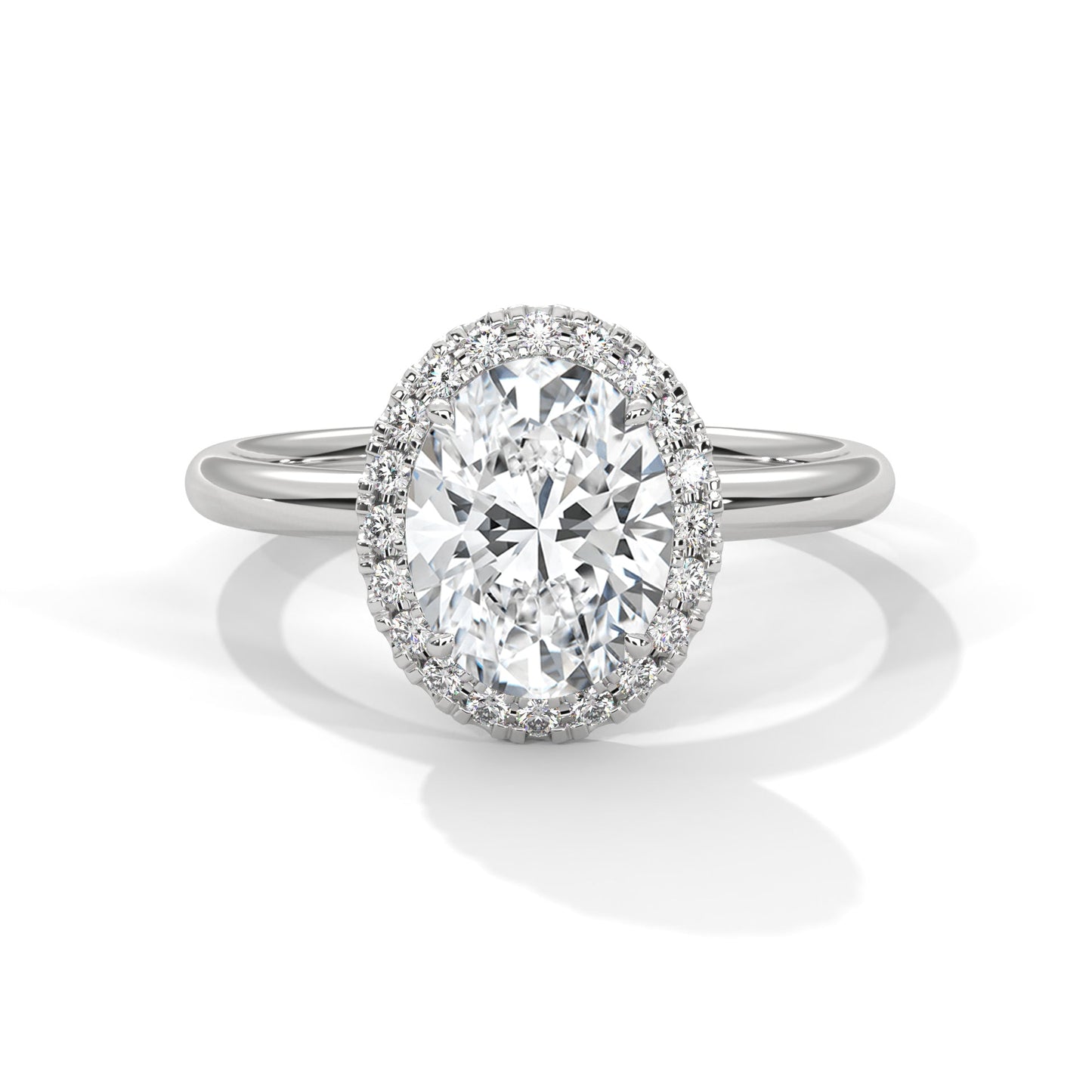 Regal Glow 2.16 CTW Oval Cut Diamond Halo Engagement Ring | E-VS