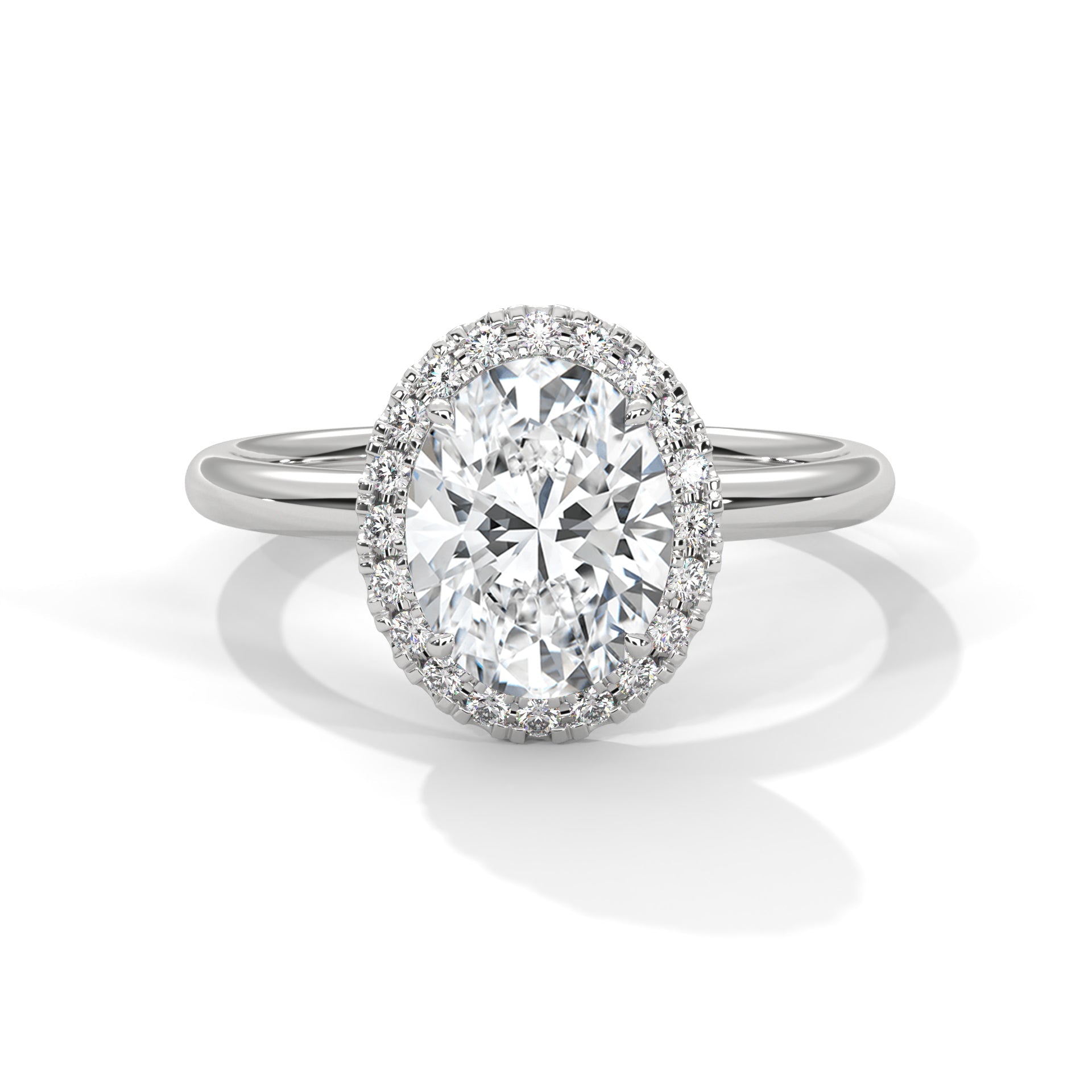 Regal Glow 2.16 CTW Oval Cut Diamond Halo Engagement Ring | E-VS