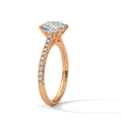 Timeless 4-Prong Pave Round-Cut Lab Grown Diamond Ring with 1/5 side stone | 3.2 CTW