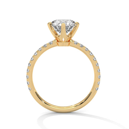 1.5 CT Round-Cut Lab Grown Diamond 6-Prong Pave Ring | 1.74 CTW