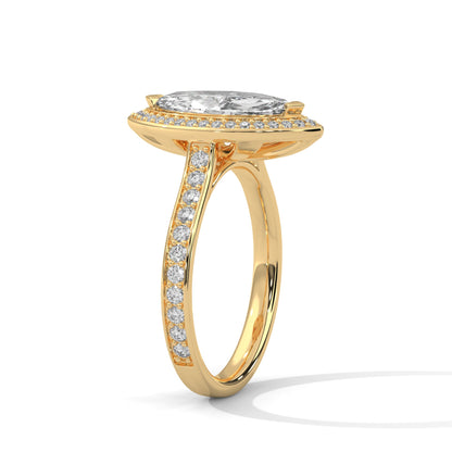 Regal Halo Marquise-Cut Engagement Ring Pave Band and 2ct Lab-Grown Diamond (F VS1)