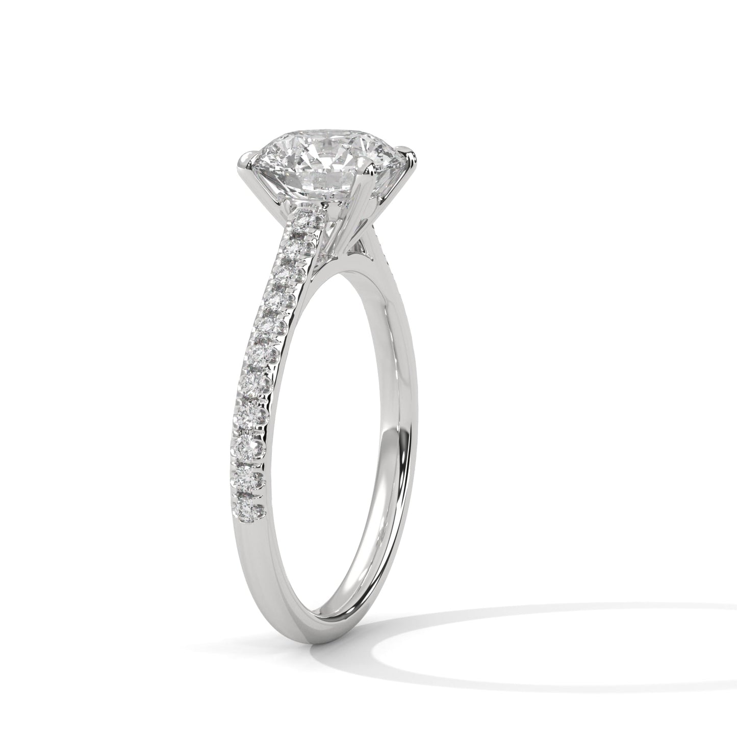 Graceful 4-Prong Pave Round-Cut Lab Grown Diamond Ring | 1.2 CTW