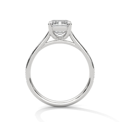 Pave Gold Ring with Lab-Created Diamond Emerald Cut (2 CTW F VS1)