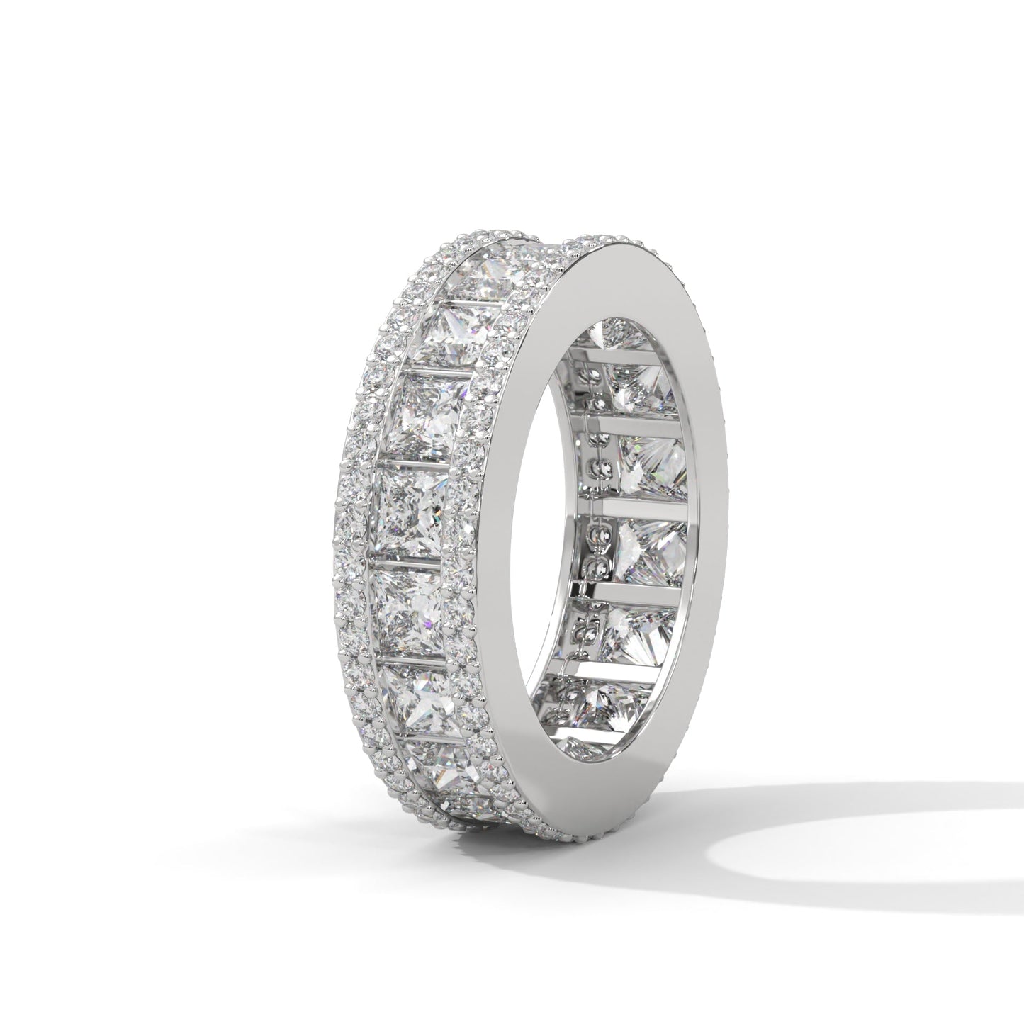 Regal Radiance: Gold Princess and Round Diamond Band Ring | 4.04 CTW
